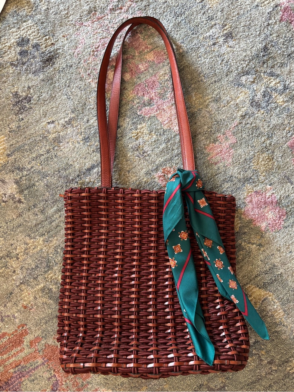 Vintage Sharif woven shoulder bag w/ scarf